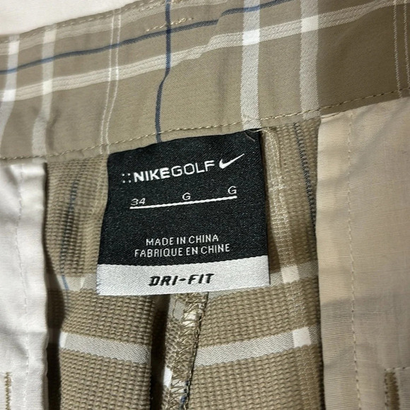 Nike Golf Tour Performance Plaid Tan Shorts Men's Size 34 Stretch - Picture 3 of 7